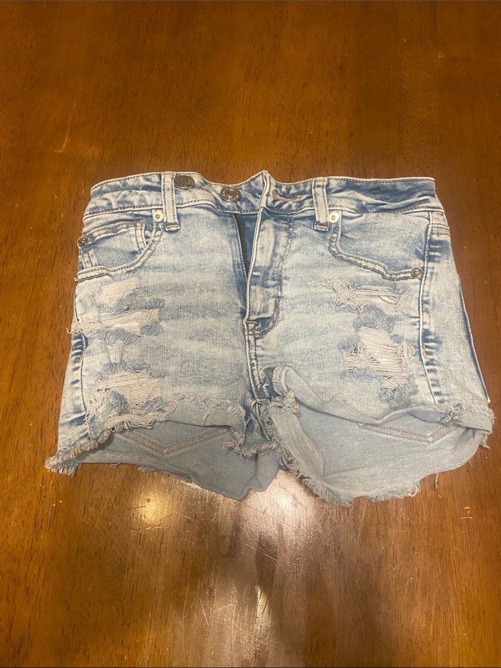 American Eagle Outfitters Light Wash Distressed Denim Shorts